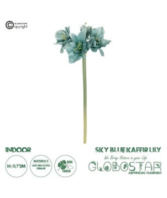GloboStar® Artificial Garden SKY BLUE KAFFIR LILY BRANCH 21389 Τεχνητό Διακοσμητικό Κλαδί Μπλέ Κρίνο Y72cm